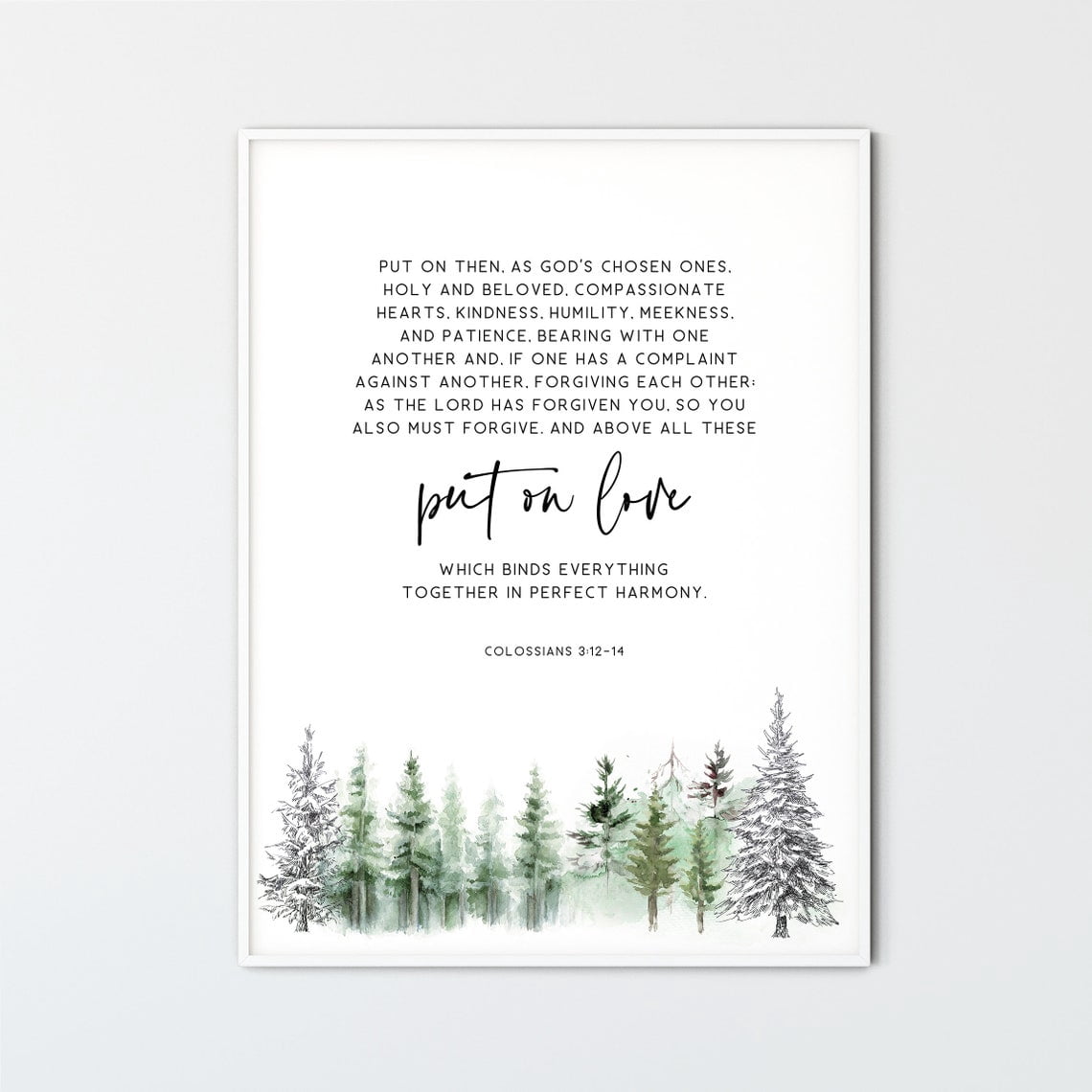 Colossians 3:12-14 Put On Love Scripture Wall Art Poster, Unframed Size ...