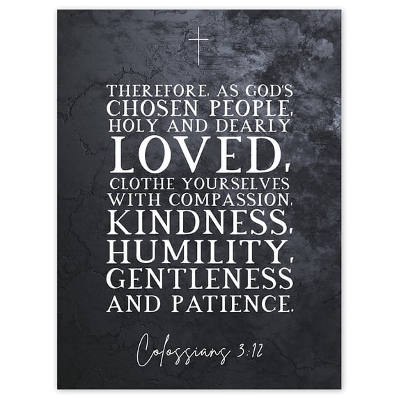 Colossians 3:12 Clothe Yourselves with Compassion Christian Bible Verse Quote Scripture Typography Unframed Wall Art Print Poster Home Decor Premium