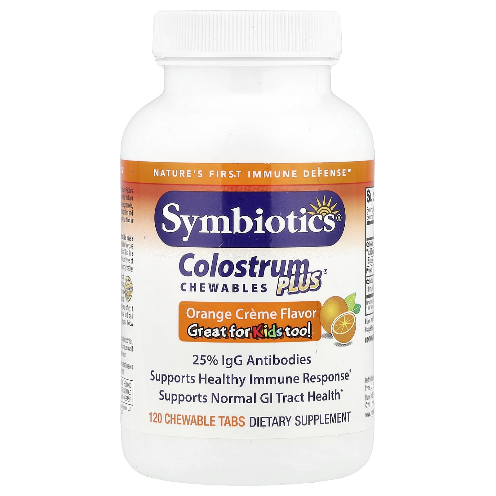 Colostrum Plus, Orange Creme, 120 Chewable Tabs, Symbiotics