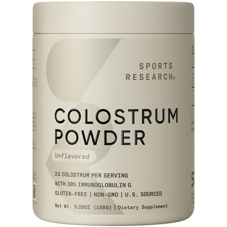Sports Research® Colostrum Powder - Immune Support, Gut Health, Natural Wellness (75 Servings)