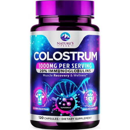 Bovine Colostrum Supplement 1000mg - with 20% Immunoglobulins (IgG) for Immunity & Immune Support, Energy & Gut Health, SP Colostrum Powder Pills, Gluten Free, Non-GMO & Bottled in USA - 120 Capsules