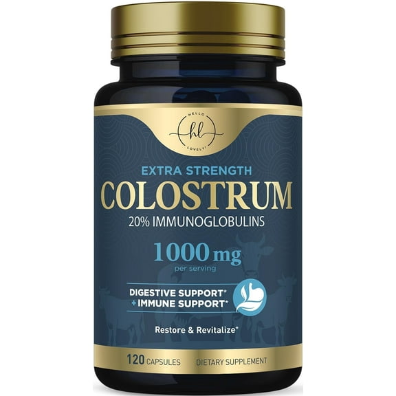 Bovine Colostrum Supplement 1000mg - with 20% Immunoglobulins (IgG) for Immunity & Immune Support, Energy & Gut Health, SP Colostrum Powder Pills, Gluten Free, Non-GMO & Bottled in USA - 120 Capsules