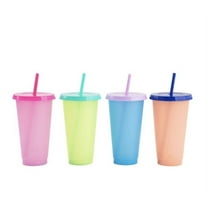 Color Changing Tumblers Cups with Lids & Straws - 10 Reusable Bulk Tumblers  Plastic Cold Tumbler Cup Set for Adults Kids