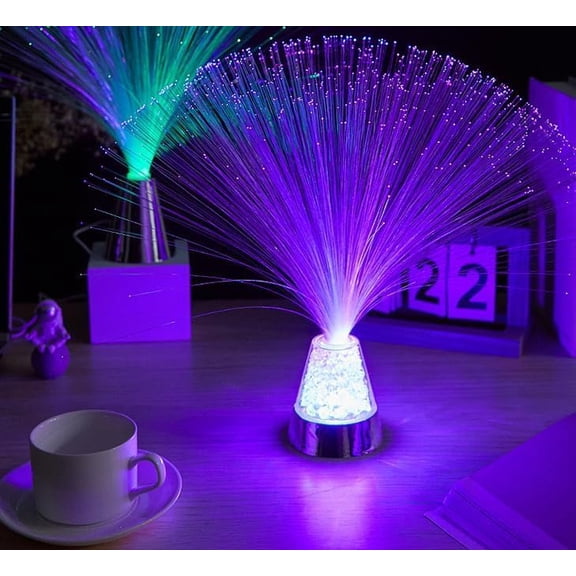 Colour Changing Fibre Optic Crystal Lamp, Mood Lamp with Color-Changing Crystal LED, Battery Powered