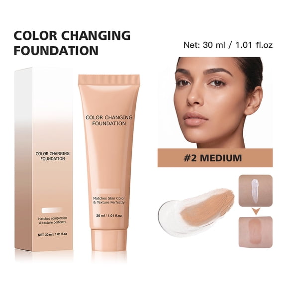Colour Changing Foundation 30ml - pH Control Smart Makeup with Buildable Coverage - Natural Finish Moisturising Face Base for Mature Sensitive Skin - Non