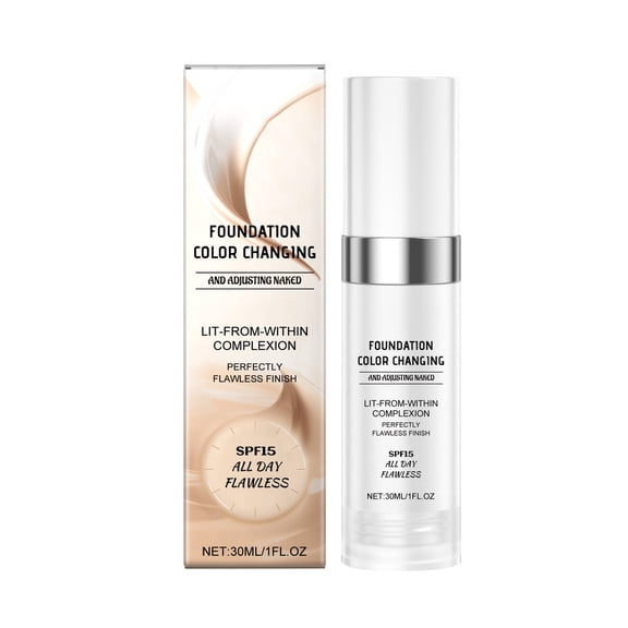 Colour Changing Liquid Foundation Hides Wrinkles & Lines, BB Cream Makeup Base Concealer Cover Moisturizing Fluid for All Skin Tone SPF15, Xmas Stocking Stuffers Christmas Gifts for Women
