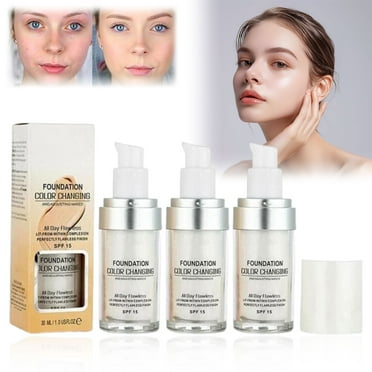 Colour Changing Mature Skin Foundation, Color Changing Foundation for Mature Skin, TLM Colour Changing Foundation, 40ml, Spf 15 (3pcs)