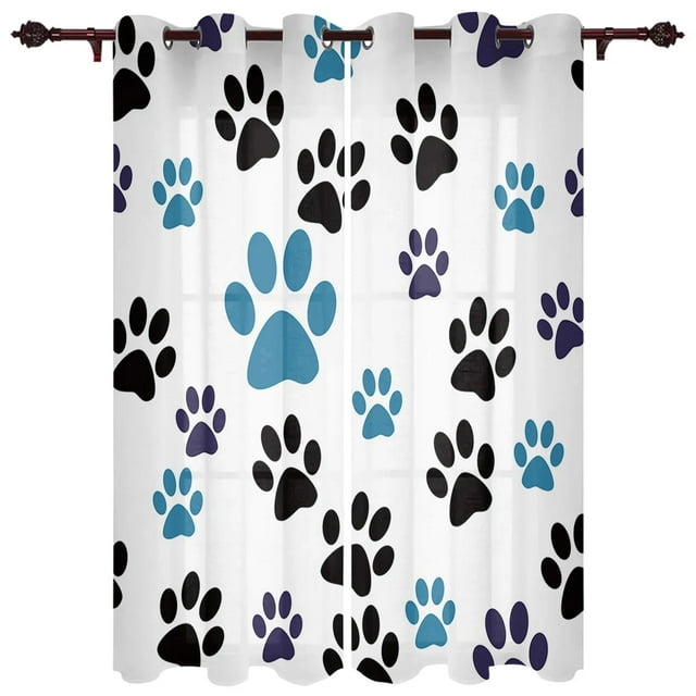 Colour Dog Paw Print Window Curtains Curtains for Living Room Decorative Items Living Room