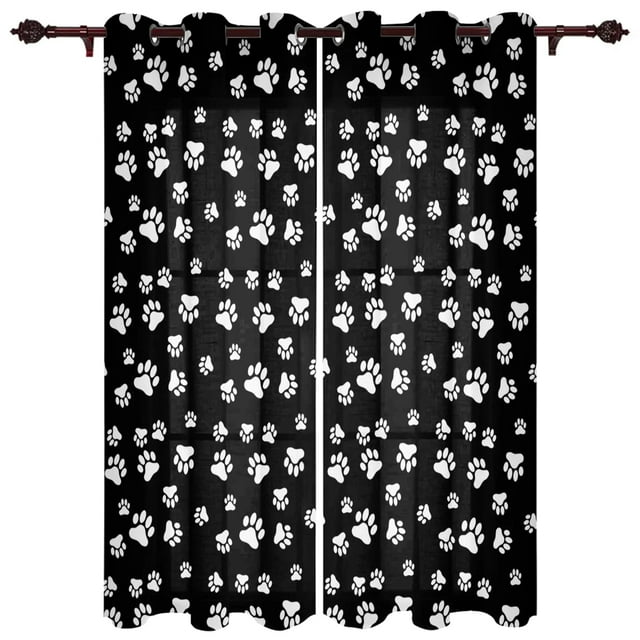 Colour Dog Paw Print Window Curtains Curtains for Living Room Decorative Items Living Room