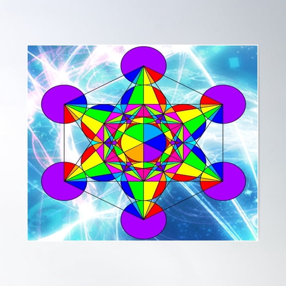Colour Metatron Cube Poster Wall Art, Modern Wall Decor For Living Room Bedroom, 24x36 UNFRAMED