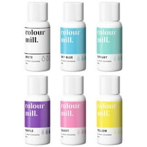 Colour Mill Oil-Based Food Coloring, 20 Milliliters Each of 6 Colors: White, Sky Blue, Tiffany, Purple, Candy and Yellow