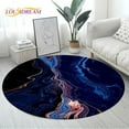 thumbnail image 1 of Colour Nordic Black Gold Blue Marble Round Area Rug Circle Carpet Rug for Living Room Bedroom Sofa Decor Floor Mat Kitchen Mat, 1 of 5