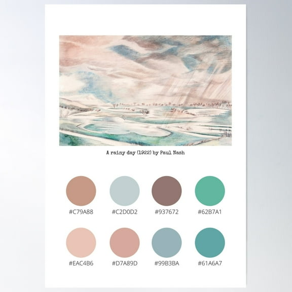 Colour Palette Of A Rainy Day (1922) By Paul Nash Poster Wall Art, Modern Wall Decor For Living Room Bedroom, 16x24 UNFRAMED