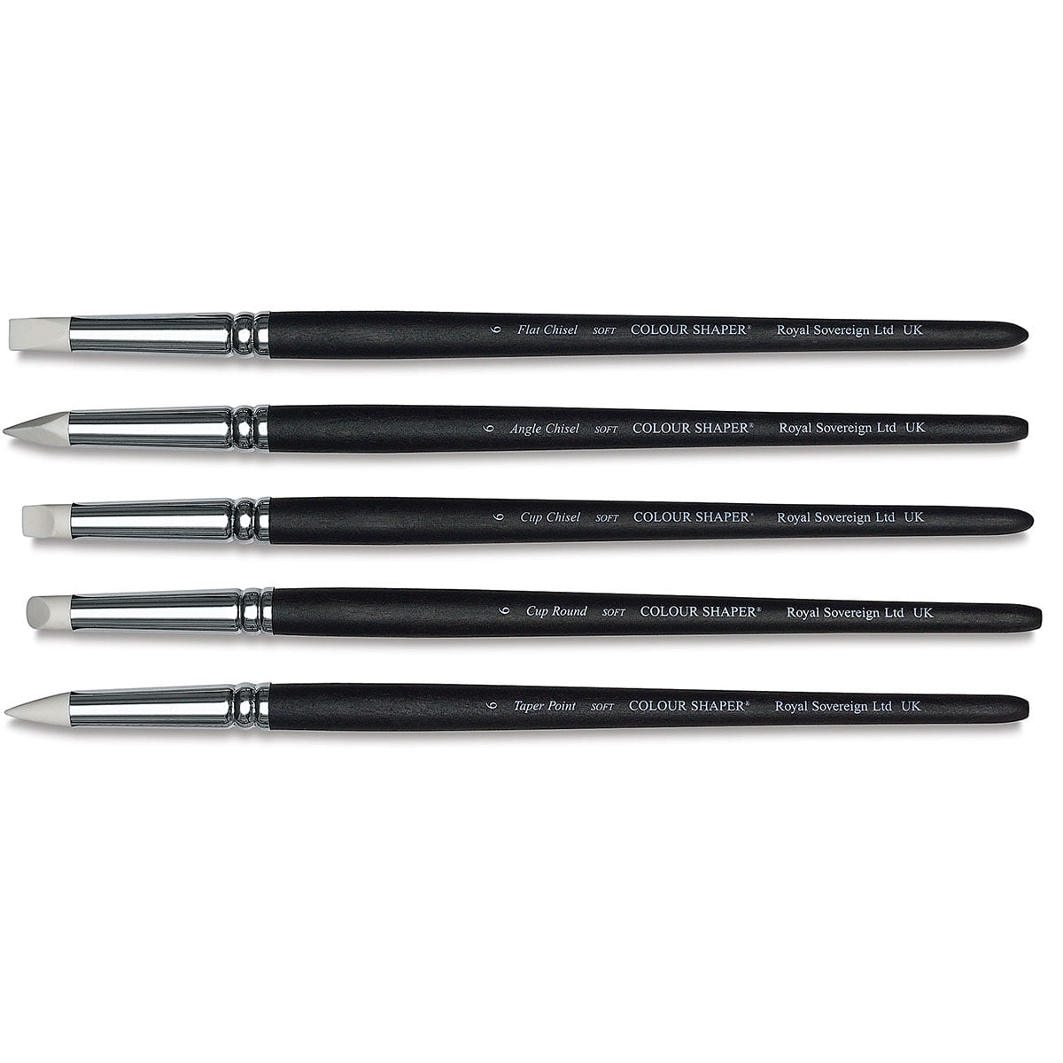 Colour Shaper Painting And Pastel Blending Tools, No. 6, Assorted Soft, Black, Set Of 5