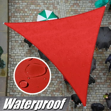 Colour Tree 12' x 12' x 12' Red Triangle Sun Shade Sail, Waterproof and 95% UV Blockage