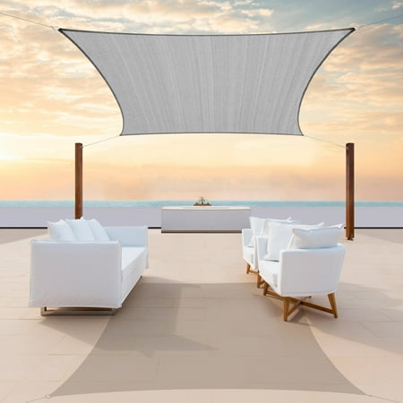 Colour Tree 12' x 24' Gray Rectangle Shade Sail, Heavy Duty