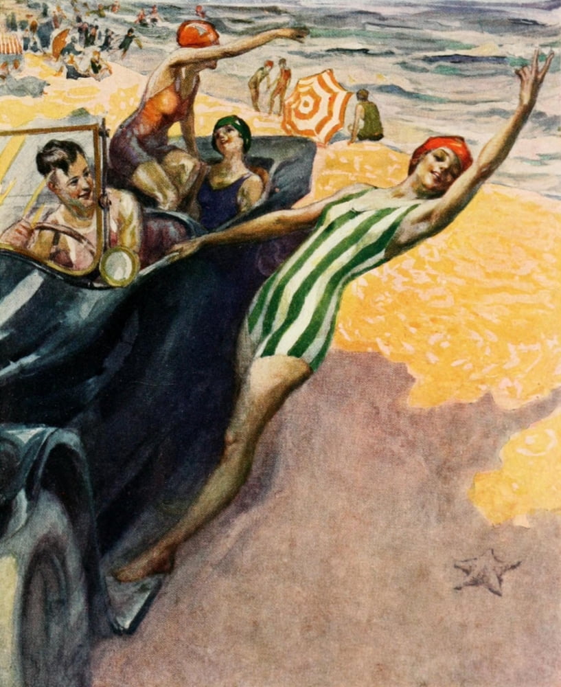 Colour and its Distribution in Printing 1916 At the beach Canvas Art - Unknown (24 x 36)