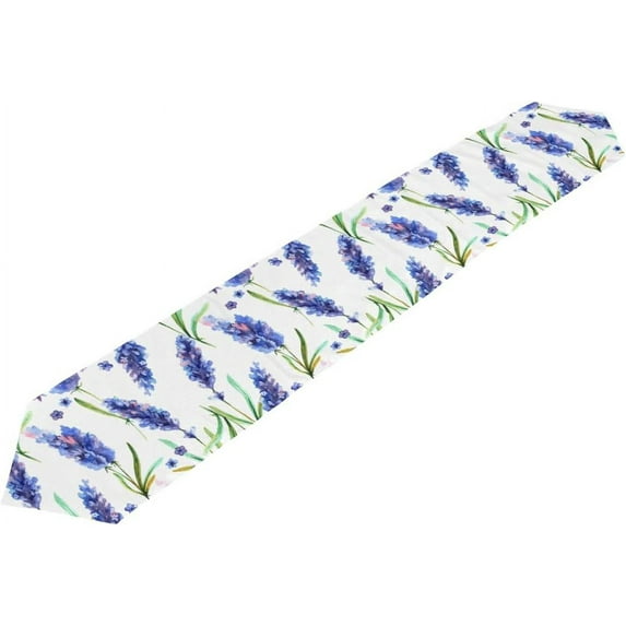 ColourLife Table Runner Delicate Lavender Flowers Washable Table Cloth Runner for Holiday Home Wedding Table Top Decoration 13x70 Inches