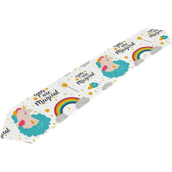 ColourLife Table Runner Magical Baby Unicorn Washable Table Cloth Runner for Holiday Home Wedding Table Top Decoration 13x70 Inches