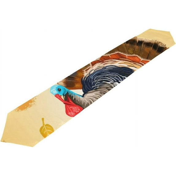 ColourLife Table Runner Retro Turkey Pattern Washable Table Cloth Runner for Holiday Home Wedding Table Top Decoration 13x70 Inches