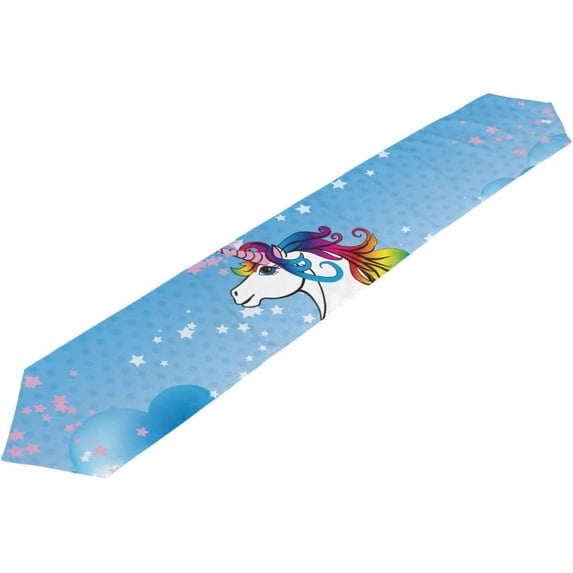 ColourLife Table Runner Unicorn Rainbow Believe Your Dream Washable Table Cloth Runner for Holiday Home Wedding Table Top Decoration 13x70 Inches