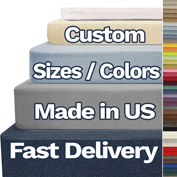 ColourTree Custom Fit Bench Cushion - 1-Inch Thick High-Resilience Foam for Indoor/Outdoor Furniture, Chairs & Window Seats (Choose Your Size, Color & Thickness)