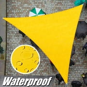 ColourTree 100% BLOCKAGE Waterproof 12' x 12' x 12' Sun Shade Sail Canopy  Triangle Yellow - Commercial Standard Heavy Duty - 220 GSM - 4 Years Warranty