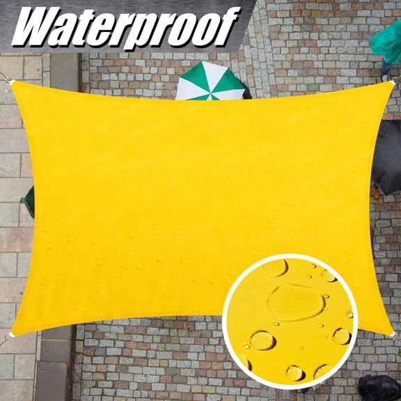 ColourTree 100% BLOCKAGE Waterproof 7' x 12' Sun Shade Sail Canopy Rectangle Yellow - Commercial Standard Heavy Duty - 220 GSM - 4 Years Warranty