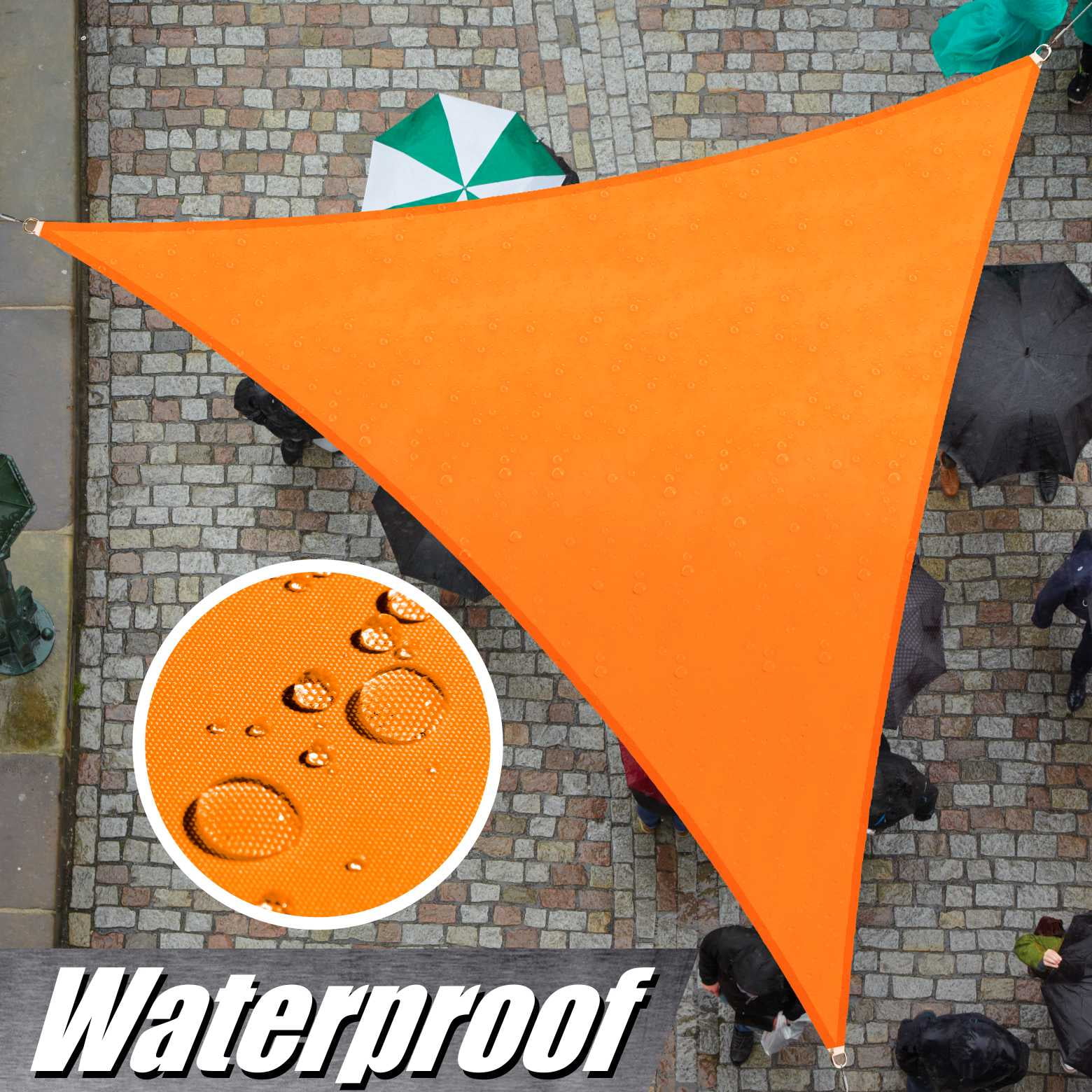 12' Orange Waterproof HDPE Triangle Shade Sail