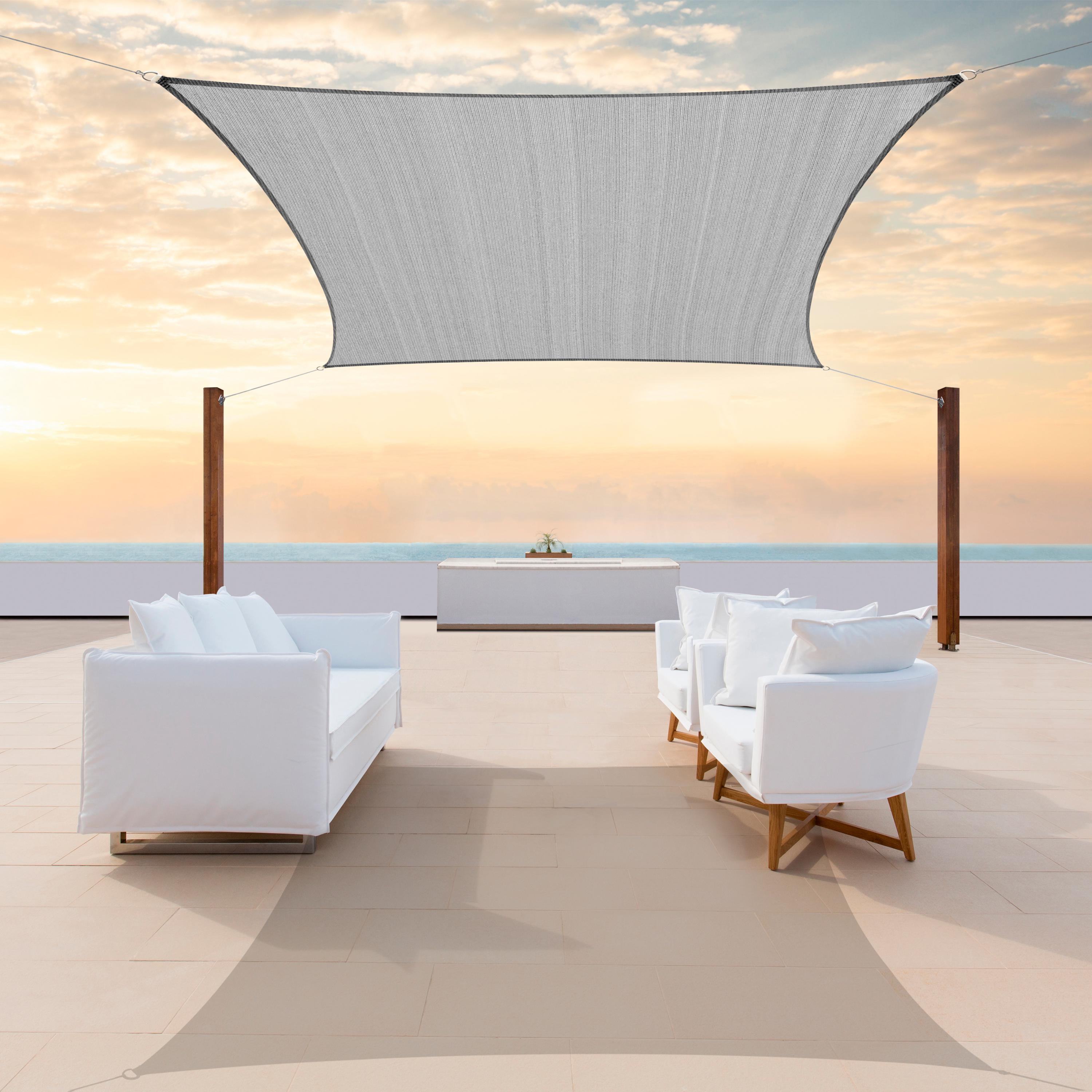 Grey 12' x 16' Heavy Duty UV Resistant Sun Shade Sail
