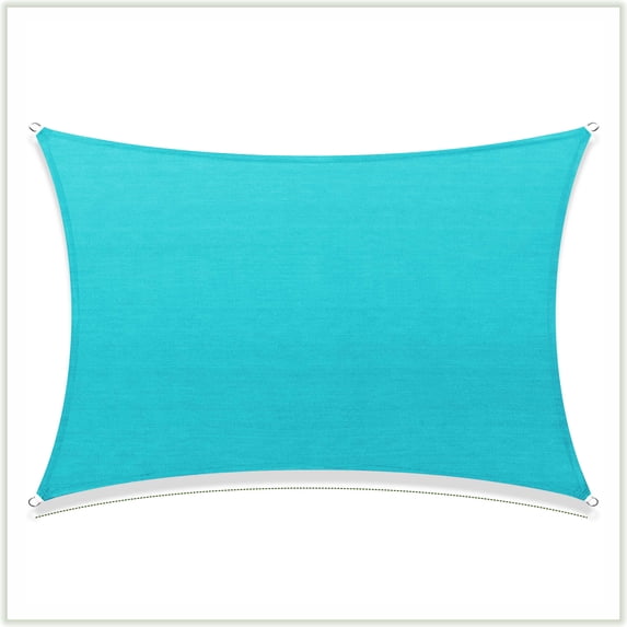 ColourTree 12' x 16' Turquoise Rectangle Sun Shade Sail Canopy - Commercial Standard Heavy Duty - 190 GSM - 3 Years Warranty