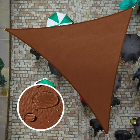 ColourTree 12' x 17' x 20.8' Custom Size Brown Triangle Waterproof Sun Shade Sail Canopy Awning Shelter, 95% UV Blockage Water Resistant, Outdoor Patio Garden Carport (We Customize Size)