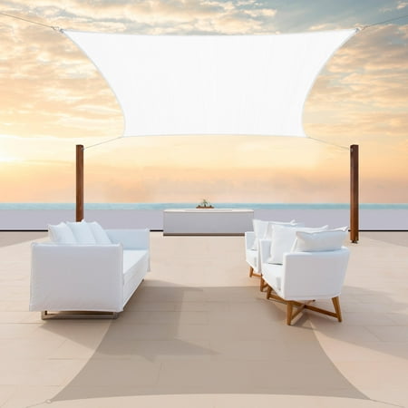 ColourTree 14' x 20' White Rectangle Sun Shade Sail Canopy Mesh Fabric UV Block Air & Water Permeable - Commercial Heavy Duty - 190 GSM - 3 Years Warranty ( We Make Custom Size )