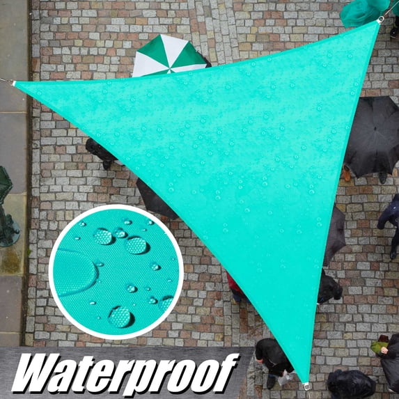 ColourTree 14' x 14' x 14' Custom Size Turquoise Triangle Waterproof Sun Shade Sail Canopy Awning Shelter, 95% UV Blockage Water Resistant, Outdoor Patio Garden Carport (We Customize Size)