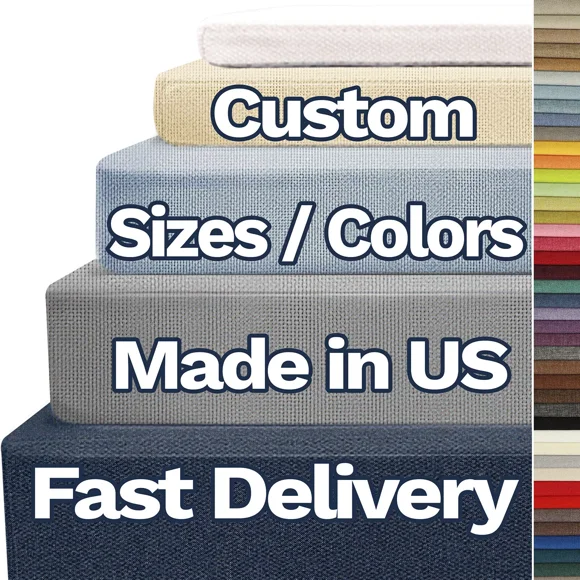 ColourTree 2 Inch Thic Custom Size Bench Cushion for Indoor/Outdoor Patio Furniture/Chair/Window Seat, Premium 70D High-Resilience Foam (Custom Sizes/Colors/Thickness/Samples Available)