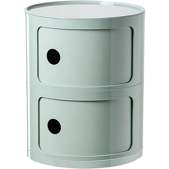 ColourTree 2 Tier Grass Green Round Nightstand with Drawers,Small Bedside Table with Storage,Round Storage Cabinet with Sliding Door,Modern End Table Side Table