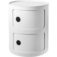 thumbnail image 1 of ColourTree 2 Tier White Round Nightstand with Drawers,Small Bedside Table with Storage,Round Storage Cabinet with Sliding Door,Modern End Table Side Table, 1 of 8