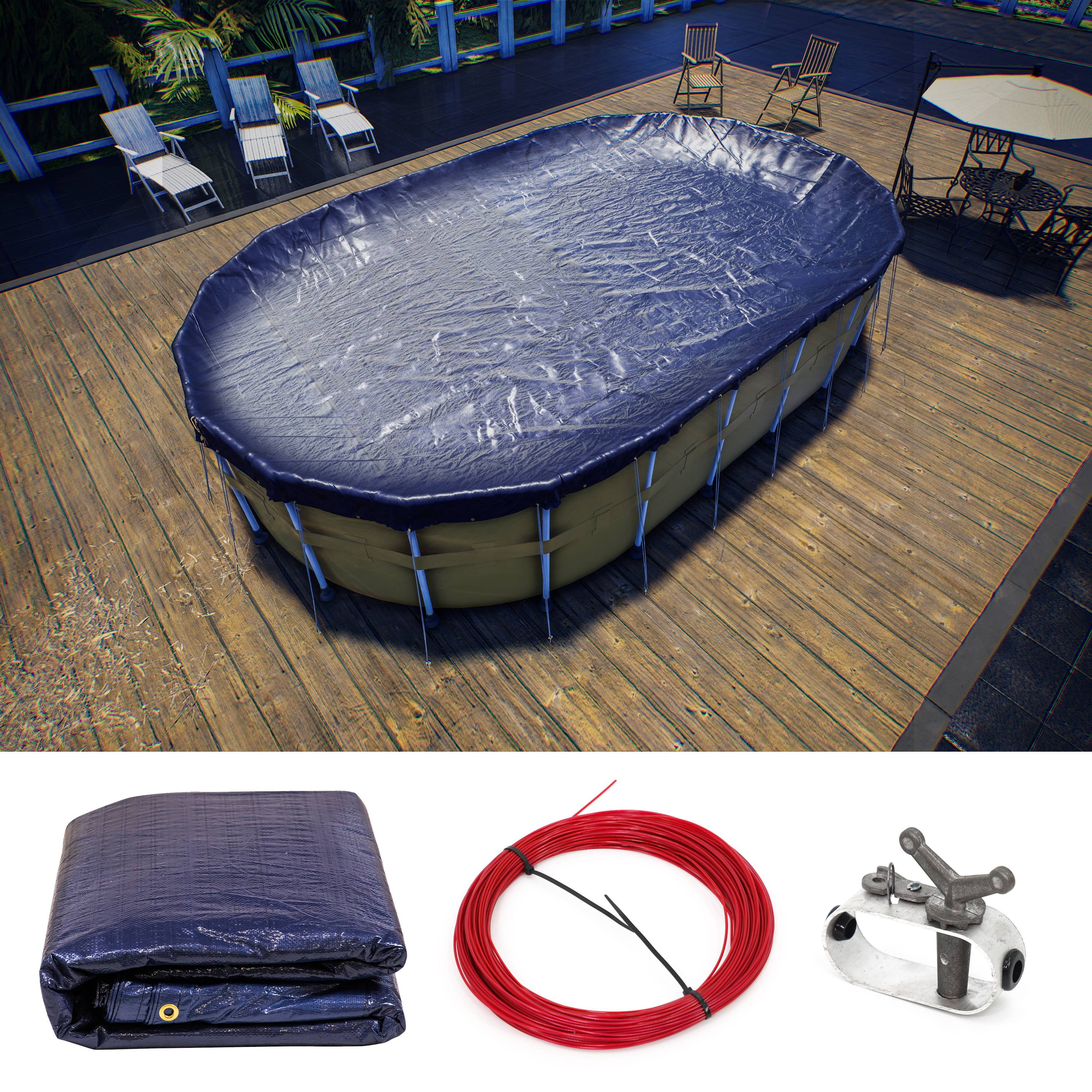 Leaf Net Pool Cover,Protective Mesh Cover with Reinforcement Edge and Rope,  All-Weather Outdoor Cover for Inground and Above Ground Swimming