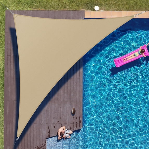 ColourTree 24' x 24' x 33.9' Sand Right Triangle Sun Shade Sail Canopy Mesh Fabric UV Block - Commercial Heavy Duty - 190 GSM - 3 Years Warranty ( We Make Custom Size )