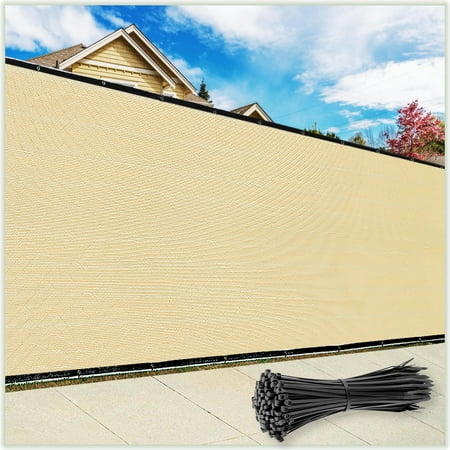 ColourTree 3' x 200' Beige Fence Privacy Screen Windscreen Cover Shade Fabric Cloth, 90% Visibility Blockage, with Grommets, Heavy Duty Commercial Grade, Zip Ties Included - (We Make Custom Size)