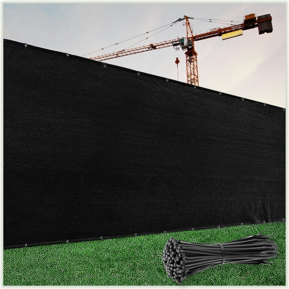 ColourTree 3' x 9' Black Fence Privacy Screen Windscreen Cover Shade Fabric Cloth, 90% Visibility Blockage, with Grommets, Heavy Duty Commercial Grade, Zip Ties Included - (We Make Custom Size)