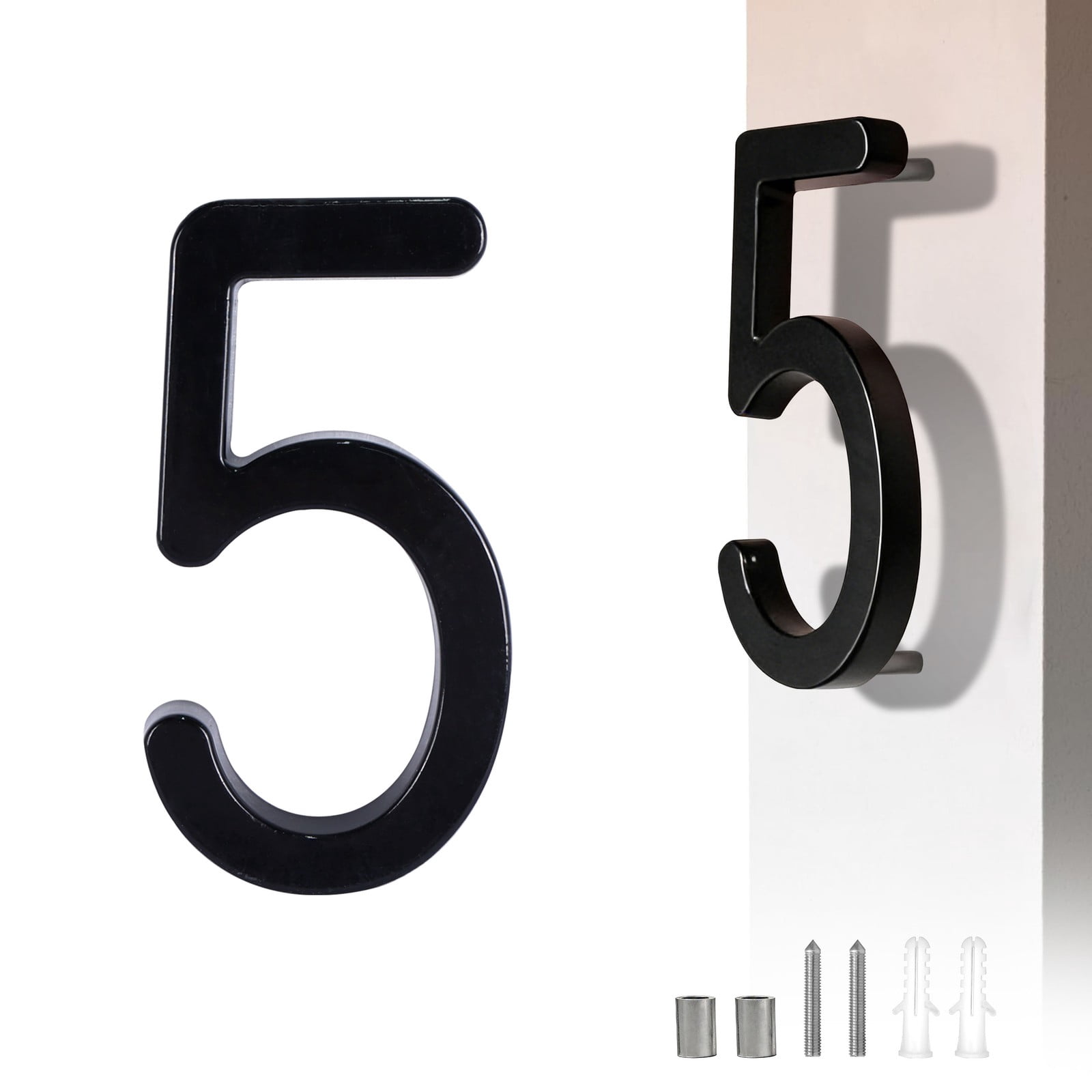 ColourTree 3D Floating House Numbers - 4.3" Aluminum Modern Address Sign for Home Exterior - Weatherproof & Rust-Free Decorative Digits (5 Finishes Available)