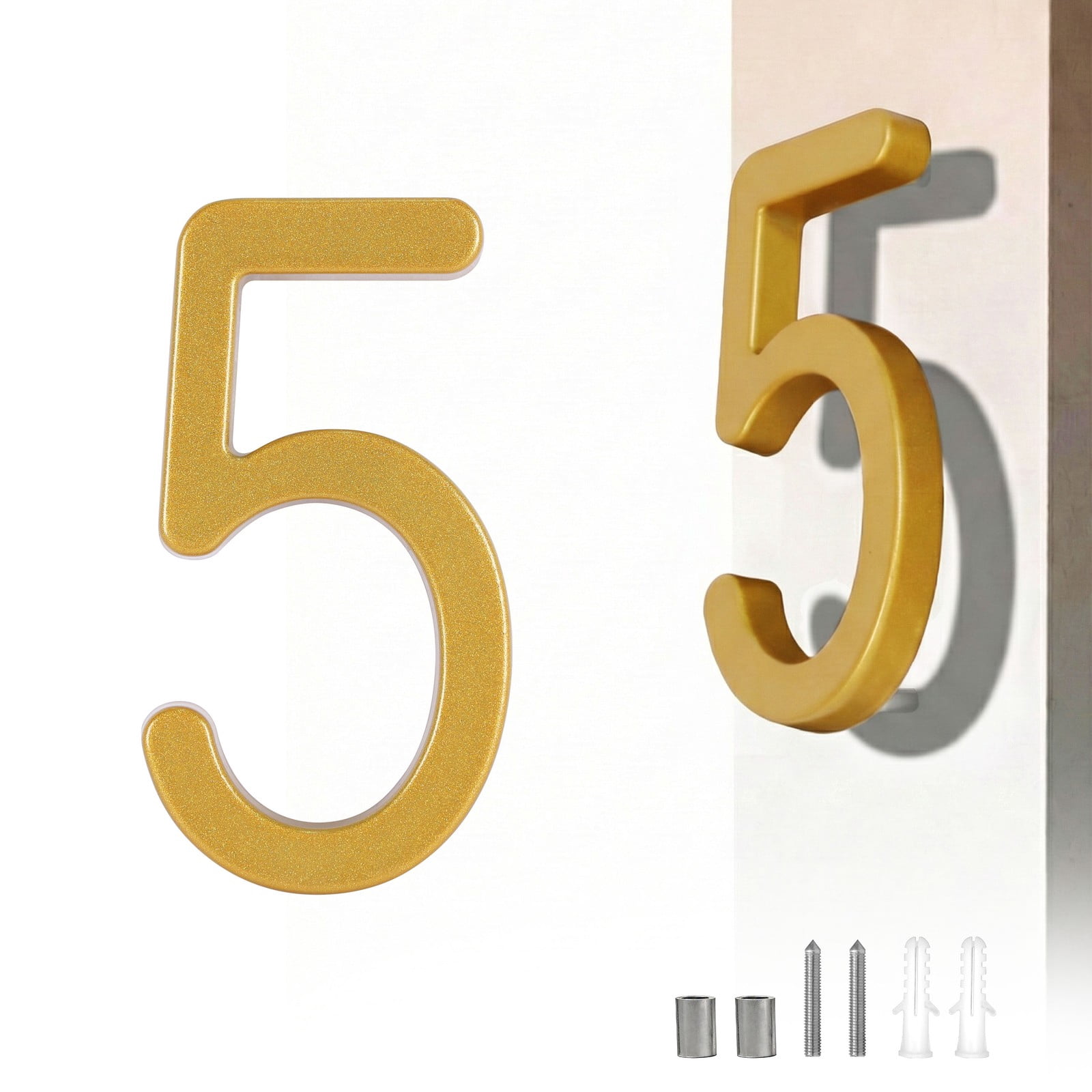 ColourTree 3D Floating House Numbers - 4.3" Aluminum Modern Address Sign for Home Exterior - Weatherproof & Rust-Free Decorative Digits (5 Finishes Available)
