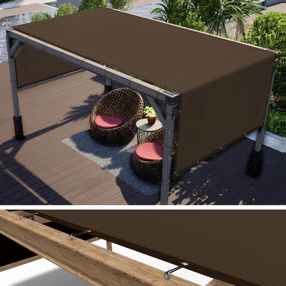 ColourTree 4' x 12' Brown Pergola Sun Shade Canopy Replacement Cover UPF50, Commercial Grade 260 GSM Cloth for Outdoor Patio, Garden, Deck, Backyard (We Make Custom Size)