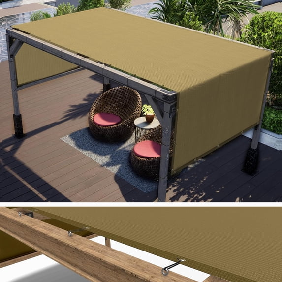 ColourTree 4' x 13' Sand Beige Pergola Sun Shade Canopy Replacement Cover UPF50, Commercial Grade 260 GSM Cloth for Outdoor Patio, Garden, Deck, Backyard (We Make Custom Size)
