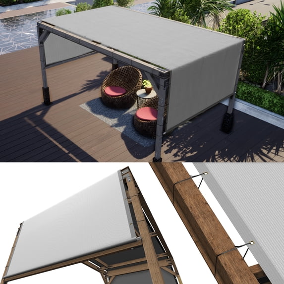 ColourTree 5' W x 9' L Grey Pergola Sun Shade Canopy Replacement Cover, Commercial Grade 260 GSM Cloth for Outdoor Patio, Includes Stainless Steel Weighted Rods (We Make Custom Size)