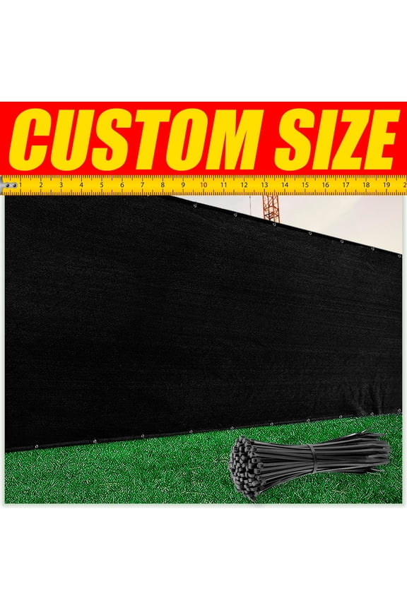 5' x 13' Black Fence Privacy Screen Windscreen Cover Shade Fabric Cloth, 90% Visibility Blockage, with Grommets, Heavy Duty Commercial Grade, Zip Ties Included - (We Make Custom Size)
