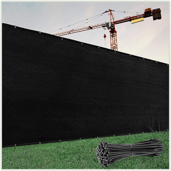 ColourTree 5' x 16' Black Fence Privacy Screen Windscreen Cover Shade Fabric Cloth, 90% Visibility Blockage, with Grommets, Heavy Duty Commercial Grade, Zip Ties Included - (We Make Custom Size)