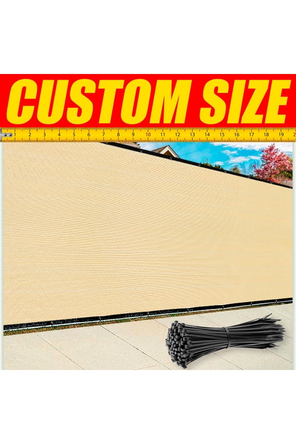 5' x 7' Beige Fence Privacy Screen Windscreen Cover Shade Fabric Cloth, 90% Visibility Blockage, with Grommets, Heavy Duty Commercial Grade, Zip Ties Included - (We Make Custom Size)