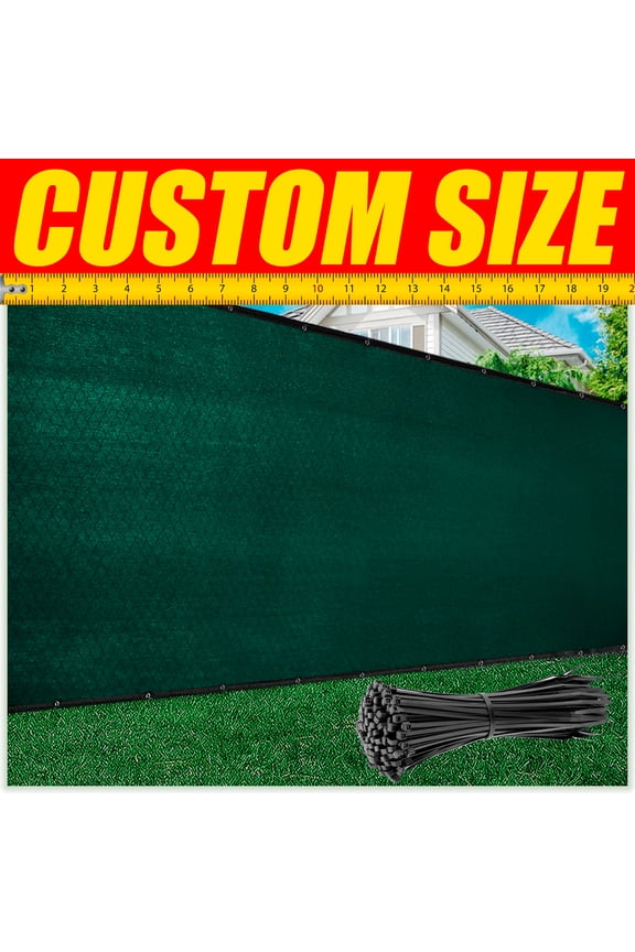 5' x 7' Green Fence Privacy Screen Windscreen Shade Fabric Cloth HDPE, 90% Visibility Blockage, with Grommets, Heavy Duty Commercial Grade, Cable Zip Ties Included - Custom Avalible